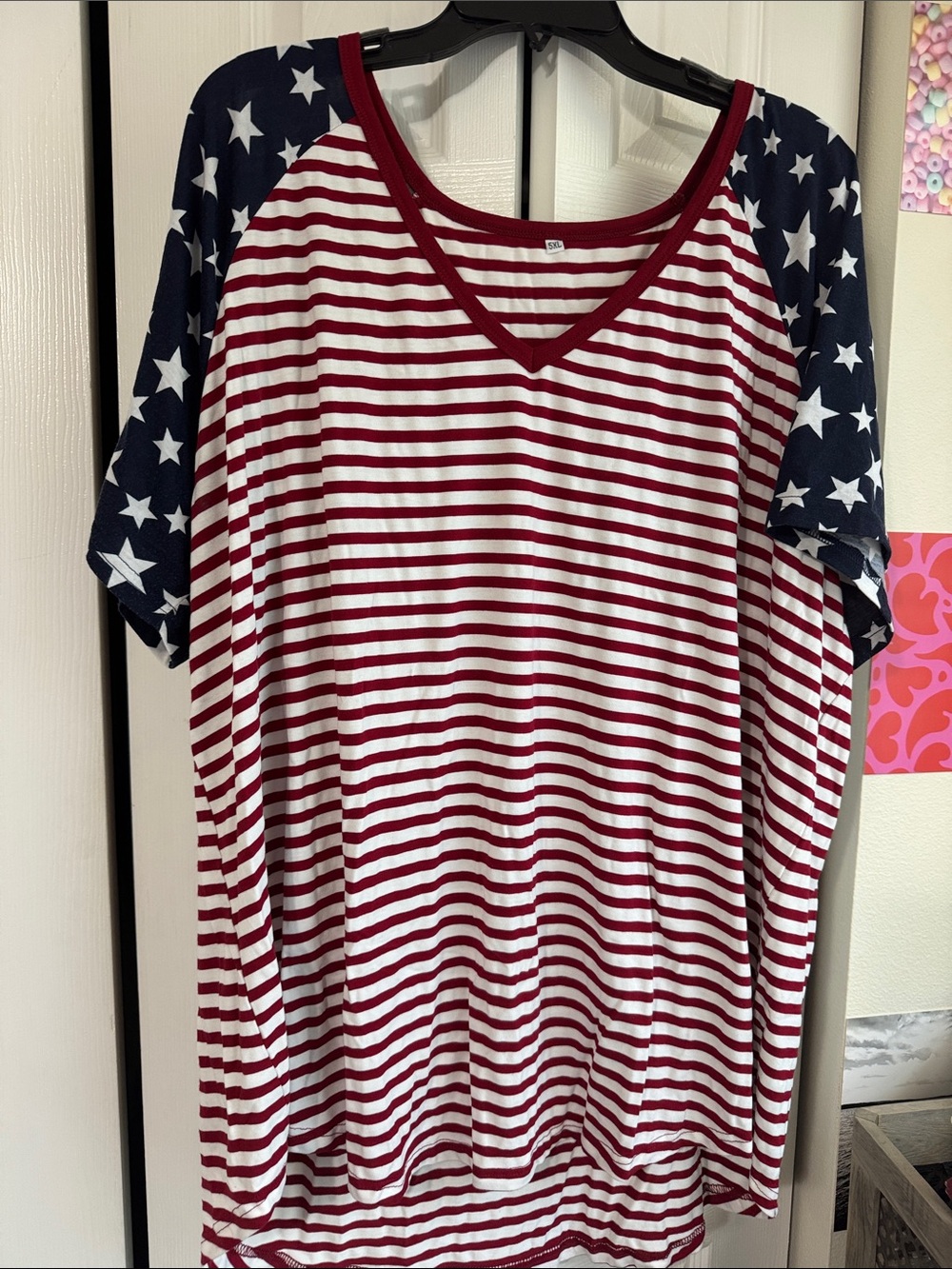 Amazon Women's Red & Navy Star-Print Short Sleeve Tee